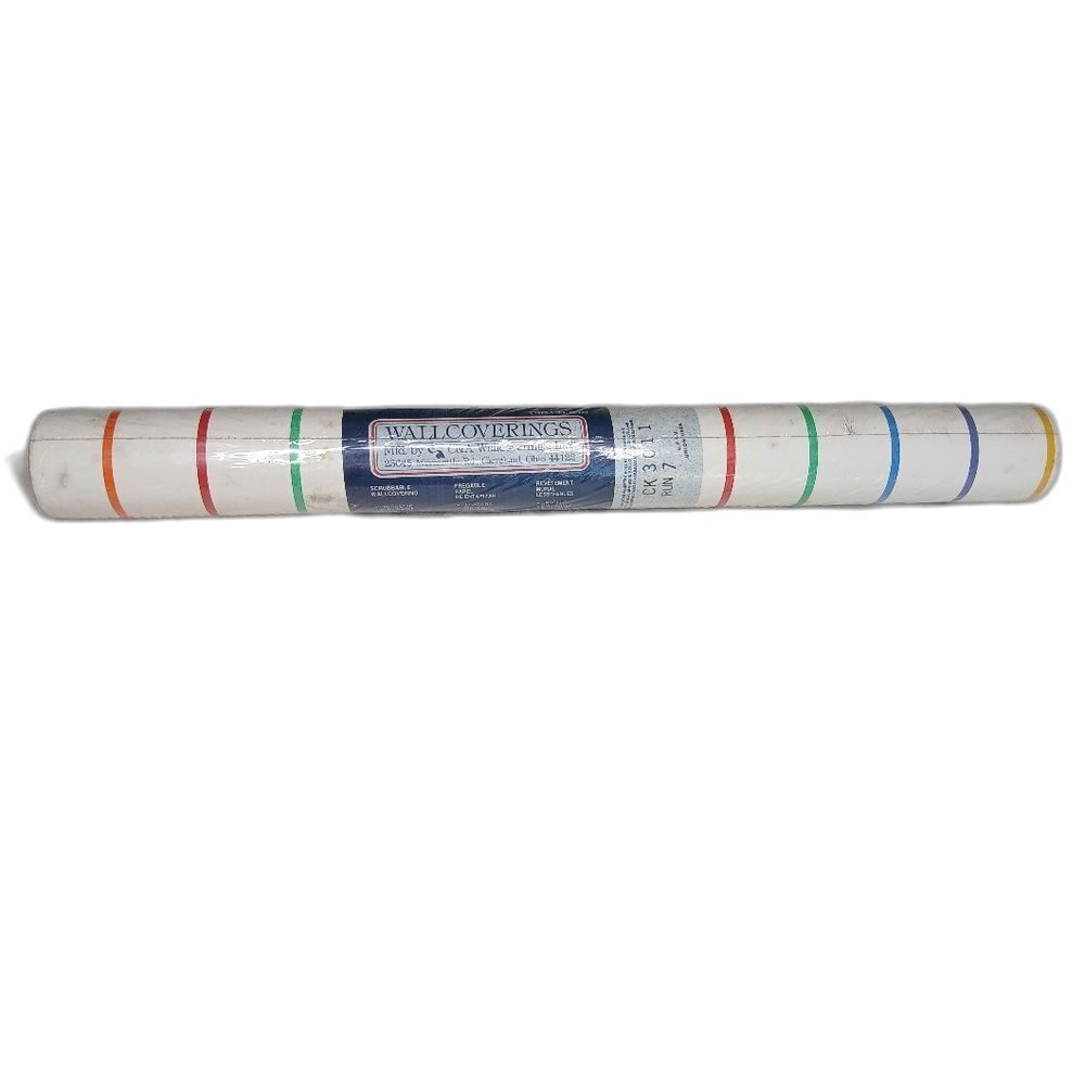 Wall Coverings Vintage Rainbow Colorful Stripes Wallpaper Scrubbable Bolt NEW